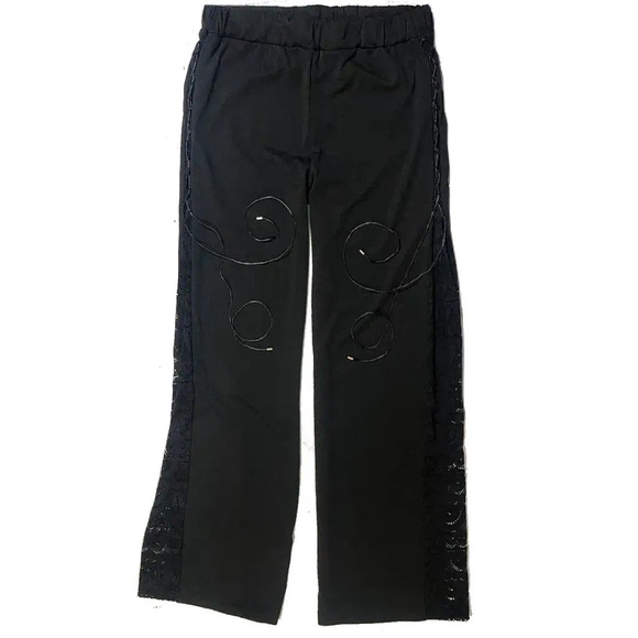 Sexy boutique Wide bell bottom flare lace panel tie-up bell bottoms size M/L - Picture 4 of 16